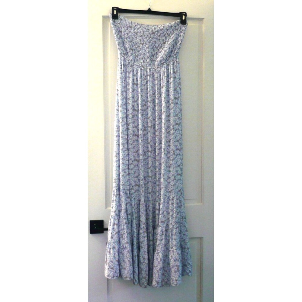 Aakkaa Smocked Tube Maxi Floral Dress S Cottagecore Garden Girl Boho Cowgirl